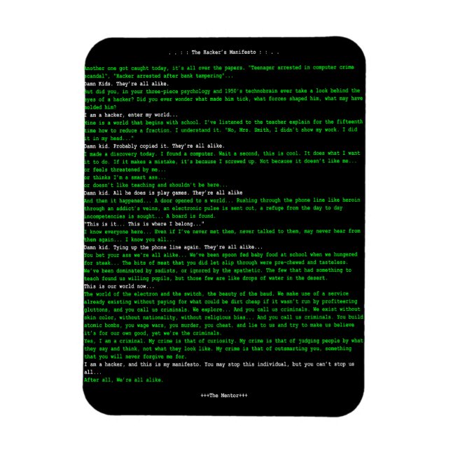 Imán Manifiesto del hacker (Vertical)