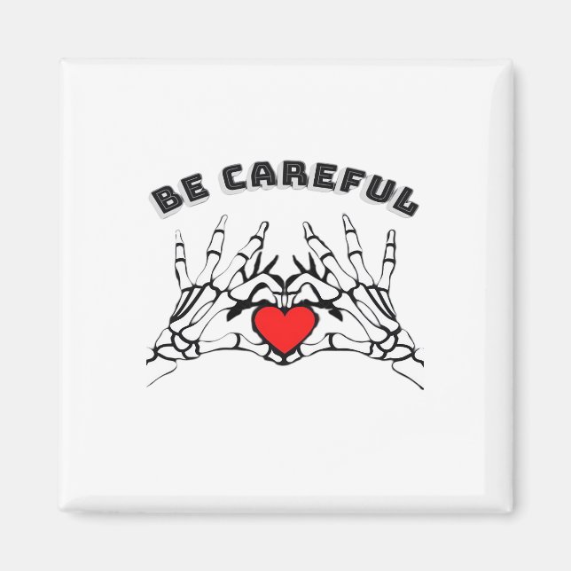 Imán Mano De Esqueleto Con Clásico Del Corazón (Frente)