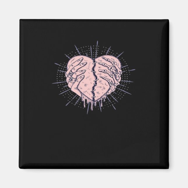 Imán Mano De Esqueleto Con Clásico Del Corazón (Frente)