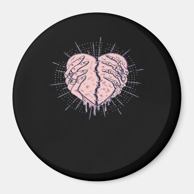 Imán Mano De Esqueleto Con Clásico Del Corazón (Frente)