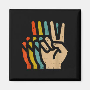 Imán Mano de la Paz Colores Retro Vintage 70s Hipe Homb