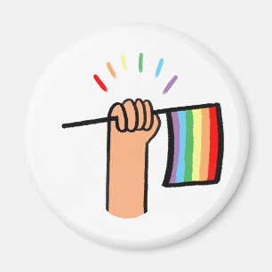 Imán Mano dibujada ondeando una bandera arco iris