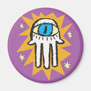 Imán Mano Hamsa de Dios Oro y Púrpura