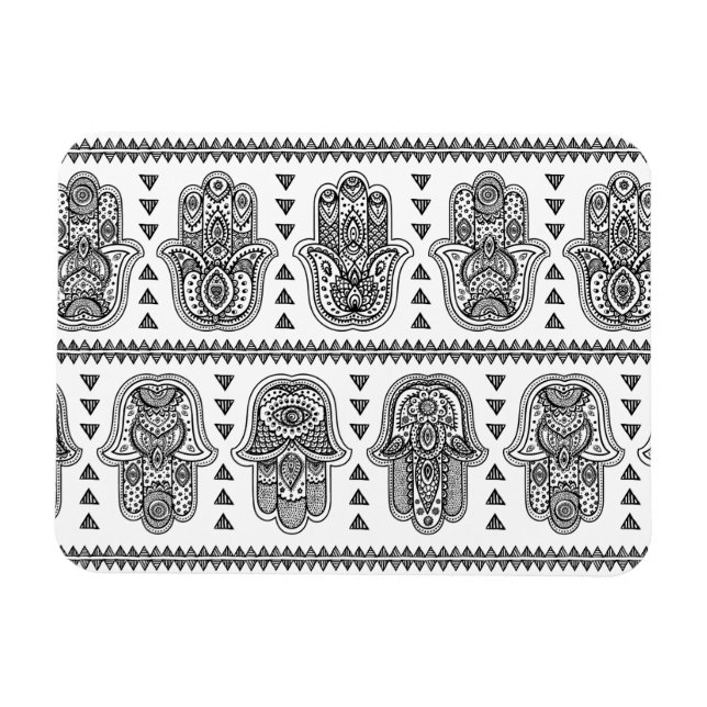 Imán Mano india dibujó a Hamsa Doodle (Horizontal)