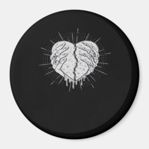 Imán Mano Monocroma De Esqueleto Con Corazón Clásico