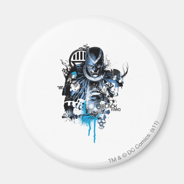 Imán Mano negra - Collage azul (Frente)