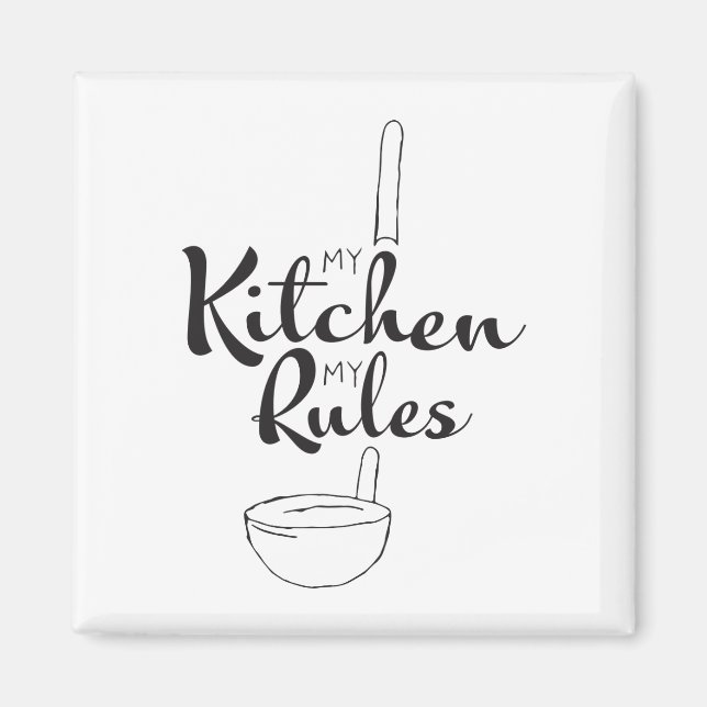 Imán Mano negra dibuja mi cocina mi diseño de botón de  (Frente)