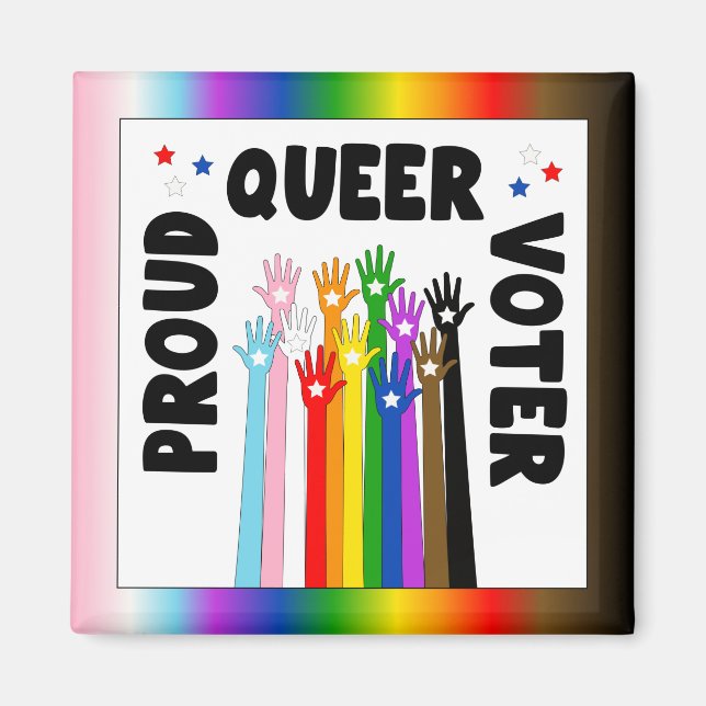 Imán Manos de arco iris de Orgullo Gay Voter (Frente)