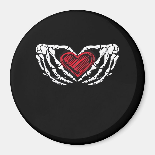 Imán Manos de esqueleto con el corazón clásico (Frente)