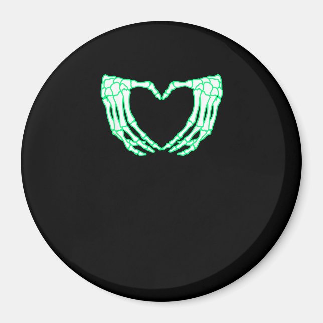 Imán Manos de esqueleto, corazón, disfraz de Halloween  (Frente)