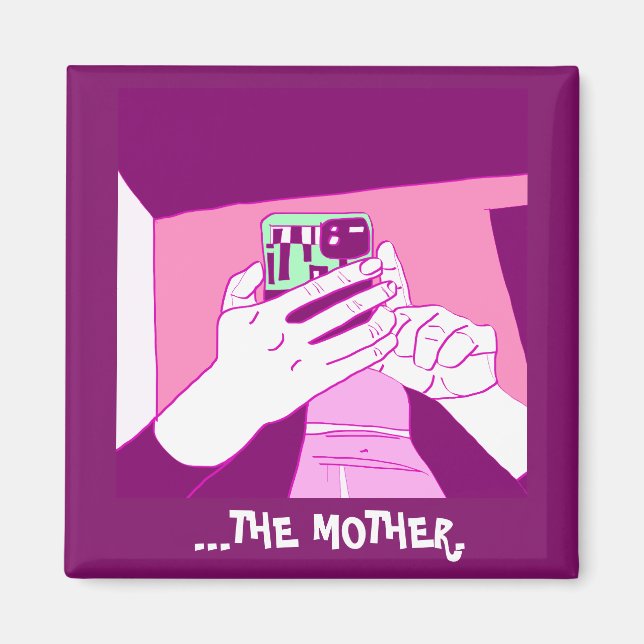 Imán Manos móviles de la madre, mint. magenta blanco (Frente)