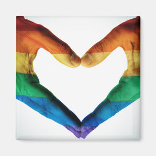 Imán Manos pintadas como corazón del arco iris