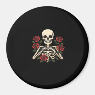 Imán Manos Skeleton Heart Con Rosas Rojas - Romántico O