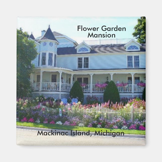 Imán Mansión de jardines de flores, isla Mackinac, Mich