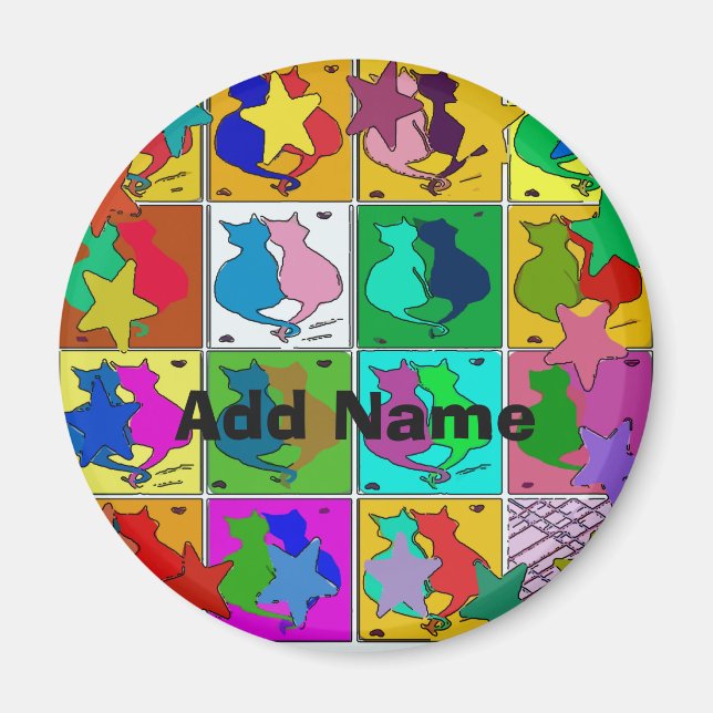 Imán Mant Cats Pa Rótulo hex holandés, añadir nombre (Frente)