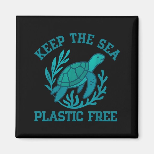Imán Mantener el mar plástico tortuga marina eco océano (Frente)