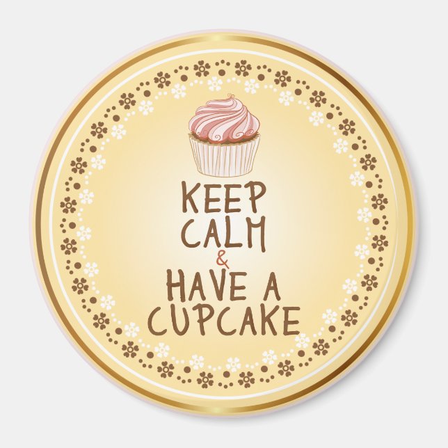 Imán Mantener la calma Ten un pastel - fondo elegante (Frente)
