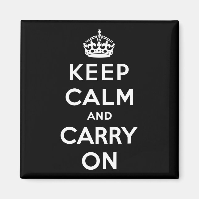 Imán Mantener la calma y continuar (diseño negro) (Frente)