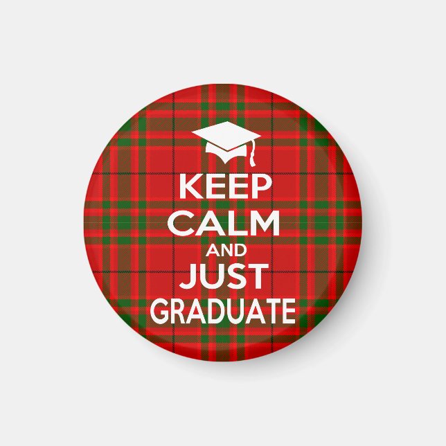 Imán Mantener la calma y graduar tartán (Frente)