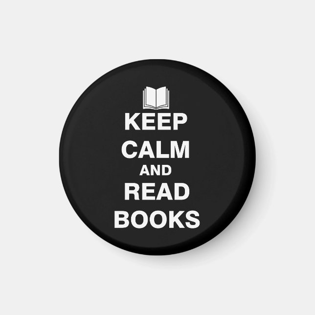 Imán Mantener la calma y leer libros (Frente)