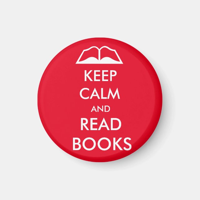 Imán Mantener la calma y leer libros (Frente)