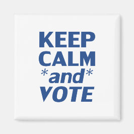 Imán "mantengan la calma y voten" azul, blanco -