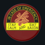 Imán Mantente tranquilo, Come Bacon Magnet<br><div class="desc">Recuerda que el tocino es lo que hace mejor. Así que,  en funda de emergencia,  mantengan la calma y coman tocino. Un gran regalo para papá o para mostrar tu gentileza.</div>