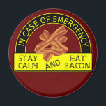 Imán Mantente tranquilo, Come Bacon Magnet<br><div class="desc">Recuerda que el tocino es lo que hace mejor. Así que,  en funda de emergencia,  mantengan la calma y coman tocino. Un gran regalo para papá o para mostrar tu gentileza.</div>