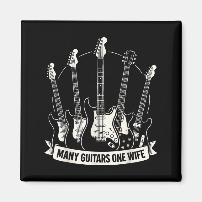 Imán Many Guitars One Wife Funny Musician Guitarist Hum (Frente)
