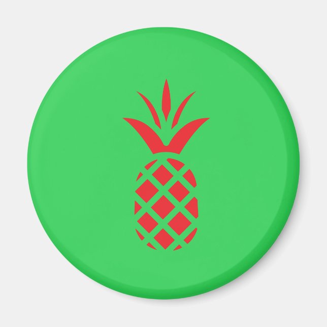 Imán manzana de pino rojo en verde (Frente)