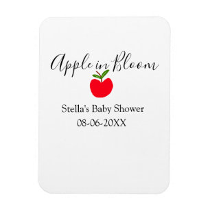 Imán Manzana en flor baby shower manzana roja nombre fe