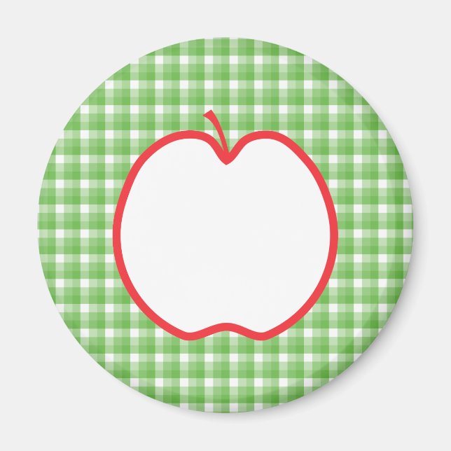 Imán Manzana roja. Con fondo de verificación verde y bl (Frente)