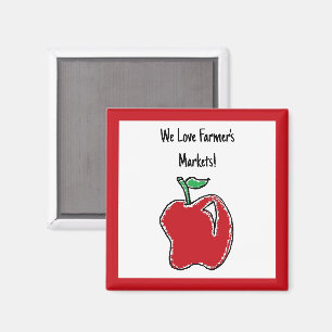 Imán Manzana Roja Dibujada a Mano Cartoon