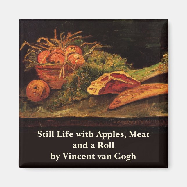 Imán Manzanas, carne y un rollo por Vincent van Gogh (Frente)