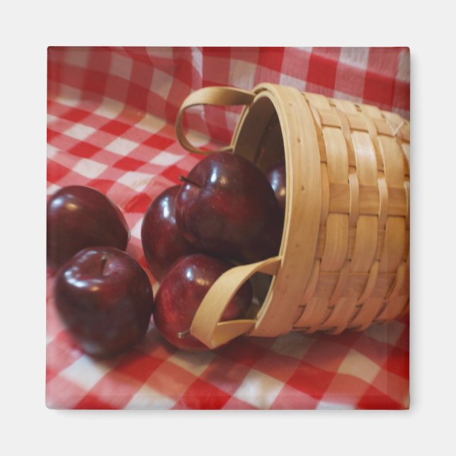 Imán Manzanas de campo en un mantel a cuadros (Frente)