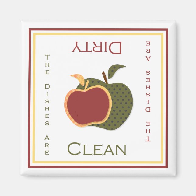 Imán Manzanas Limpiar o Sucio Refrigerador (Frente)