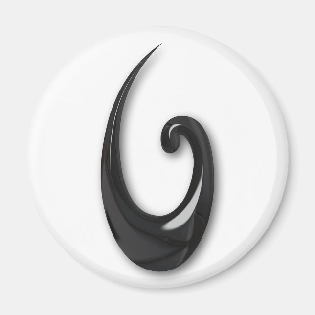 Imán Maori-Fish Hook-obsidian (Frente)