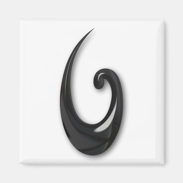 Imán Maori-Fish Hook-obsidian (Frente)