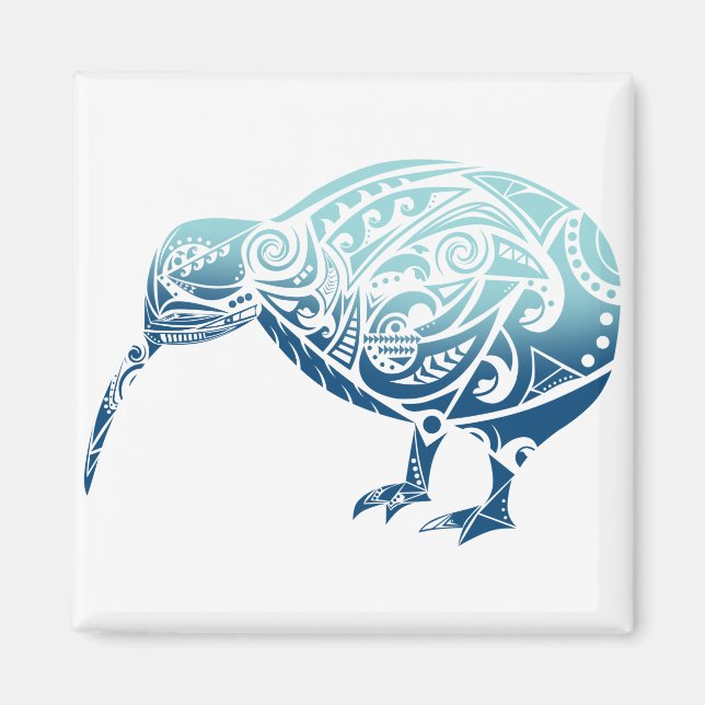 Imán Maori Kiwi Bird Blue - Idea de regalo (Frente)
