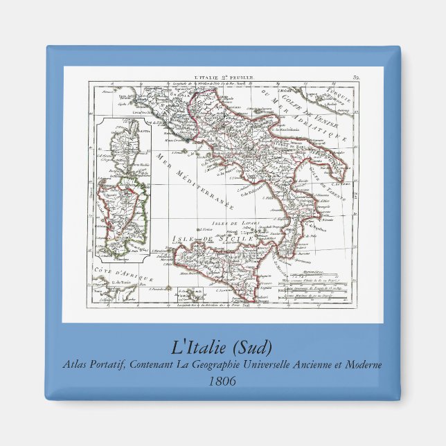 Imán Mapa 1806 - L'Italie (Sud) (Frente)