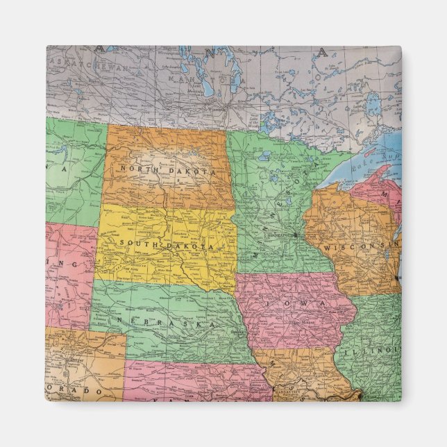 Imán Mapa 3 de los Estados Unidos (Frente)