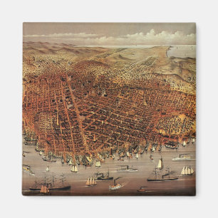 Imán Mapa aéreo antiguo de San Francisco, California