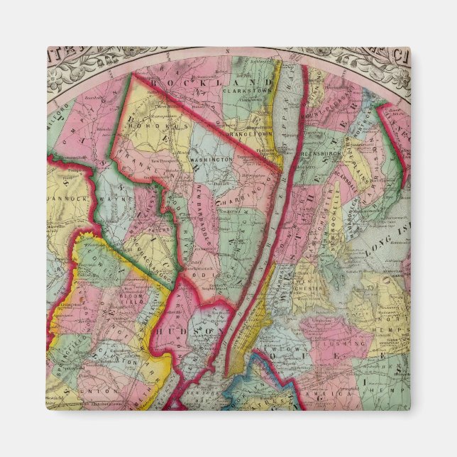 Imán Mapa Alrededor De La Ciudad De Nueva York (Frente)