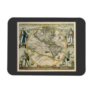 Imán Mapa antiguo, América Sive Novus Orbis, 1596