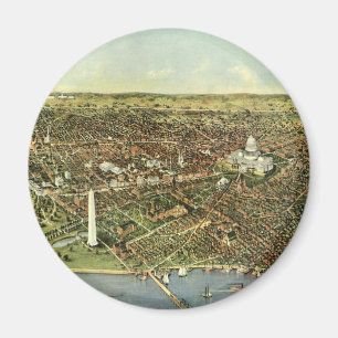 Imán Mapa antiguo con vista panorámica de Washington DC