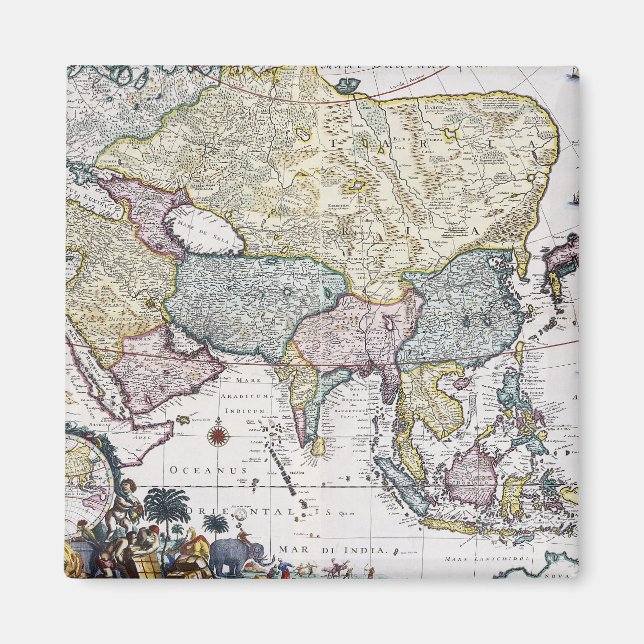 Imán Mapa antiguo de Asia | 1696 (Frente)