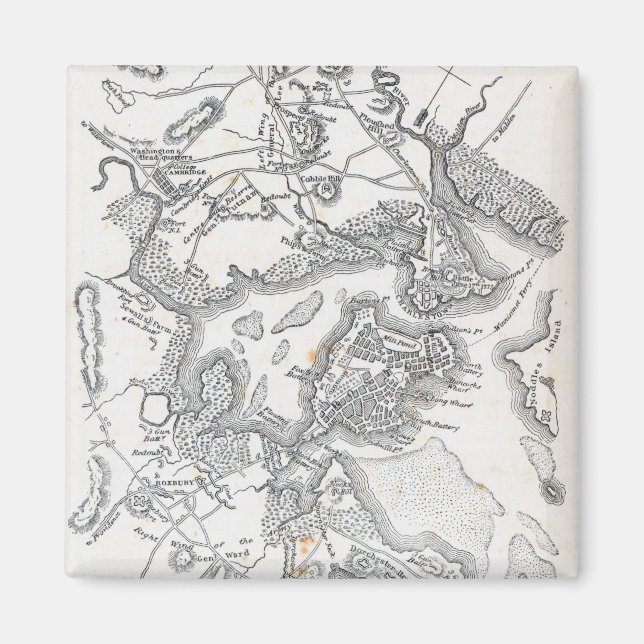 Imán Mapa antiguo de Boston | 1775-1776 (Frente)