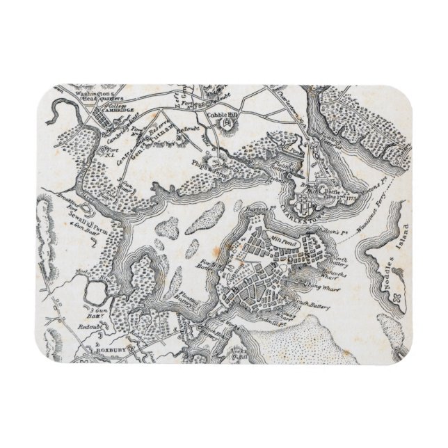 Imán Mapa antiguo de Boston | 1775-1776 (Horizontal)