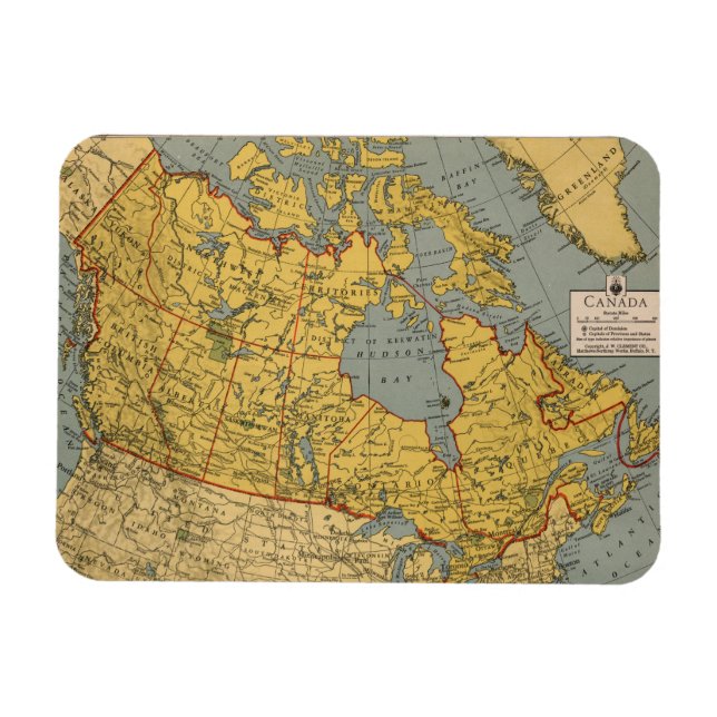 Imán Mapa antiguo de Canadá (Horizontal)