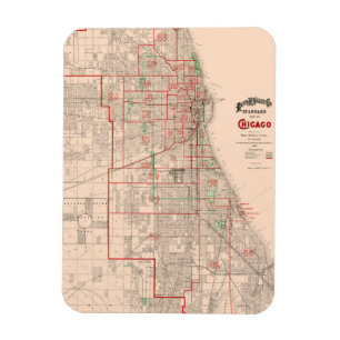 Imán Mapa antiguo de Chicago - 1893